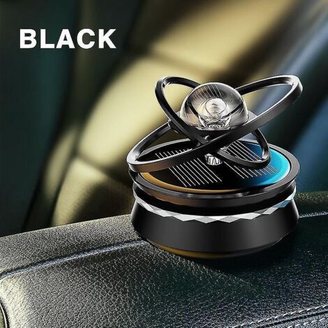 Porte-parfums rotatif en alliage à lévitation magnétique solaire, ornement créatif pour voiture, décoration de voiture, accessoires du système solaire et des planètes, noir (1/5)