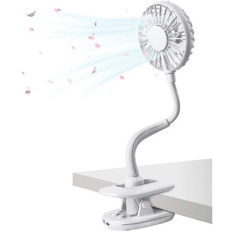 Ventilateur à pince USB, mini ventilateur flexible, ventilateur de bureau électrique personnel, blanc (1/5)