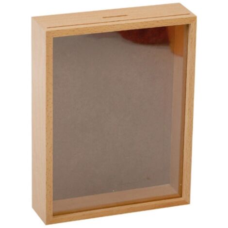 Tirelire en bois avec photo, tirelire en forme de cochon à insérer dans une photo, cadeau idéal pour une pendaison de crémaillère - 18 cm (7 pouces) (1/5)