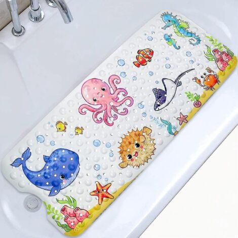 Tapis de bain antidérapant 100 x 40 cm, tapis de baignoire antidérapant avec 200 ventouses, en PVC (1/3)