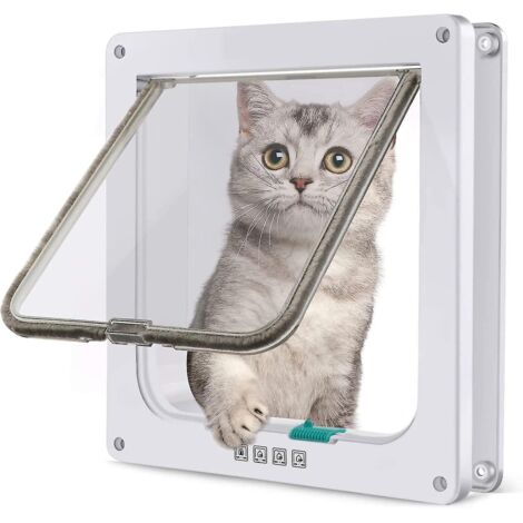 Grande chatière 23,5 x 25 x 5,5 cm, porte de chatière verrouillable à 4 points, porte silencieuse pour chien facile à installer, convient aux enfants (1/5)