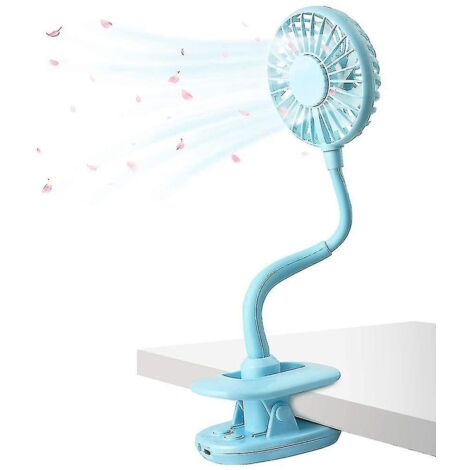Ventilateur à pince USB, mini ventilateur flexible, ventilateur de bureau électrique personnel, bleu (1/5)