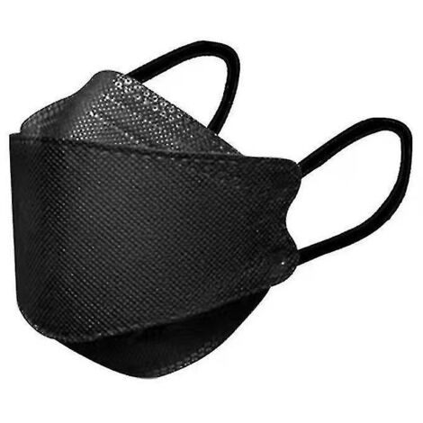 Lot de 100 masques jetables pour adultes, véritables bandanas 4 plis avec barrette nasale ajustable et respirants - 50 pièces - Noir (1/4)