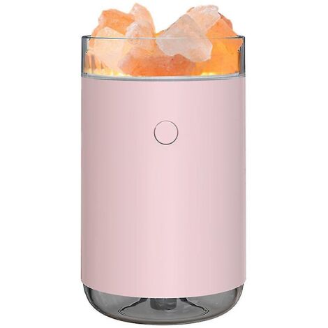 Diffuseur d'air électrique multifonction, humidificateur, huile aromatique, pierres de sel cristallin, veilleuse rose (1/3)
