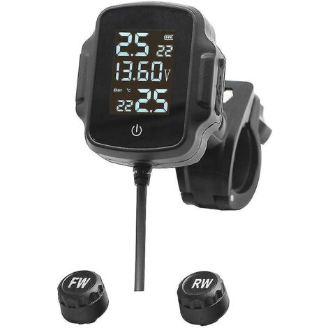 Système de surveillance de la pression des pneus de moto (TPMS) avec alarme de température des pneus et QC 3.0 (1/5)