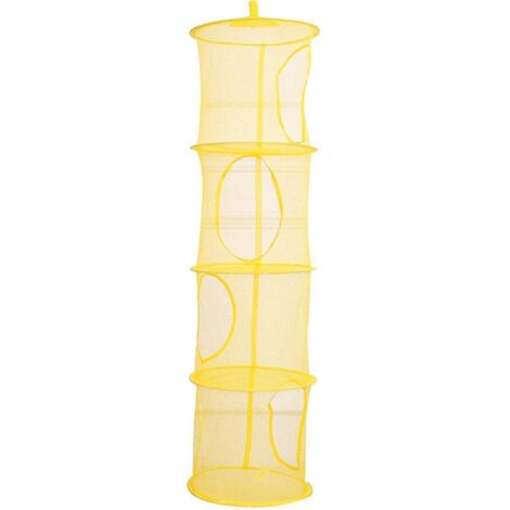 Étagère de rangement pliable à 4 niveaux en maille pour jouets d'enfants, panier suspendu, organisateur d'objets divers, jaune (1/5)