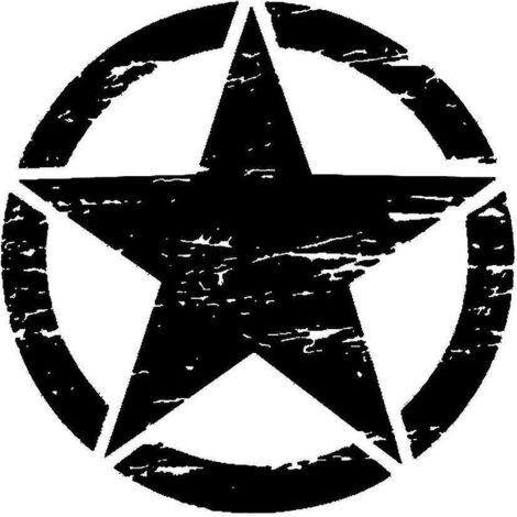 Autocollant géant de 50 cm pour voiture, motif étoile militaire vieilli, compatible avec la plupart des véhicules (Jeep, Jeep). Grand autocollant en vinyle noir pour capot et carrosserie. (1/5)