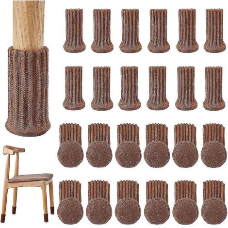 Lot de 24 chaussettes de chaise haute élasticité, antidérapantes et élastiques - Marron (1/4)