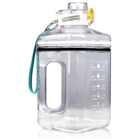 Bouteille d'eau de 2 litres avec paille, bouteille de sport en Tritan transparent et étanche (1/3)