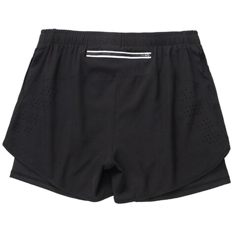 Short de sport double couche pour homme, séchage rapide, effet pantalon de fitness 2 pièces - Taille S - Noir (1/5)