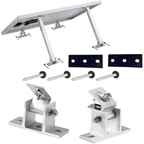 Support de panneau solaire, kit de fixation pour panneau solaire, support pour module solaire, angle de montage réglable individuellement de 0 à 60° pour toit plat (sans support télescopique). (1/4)