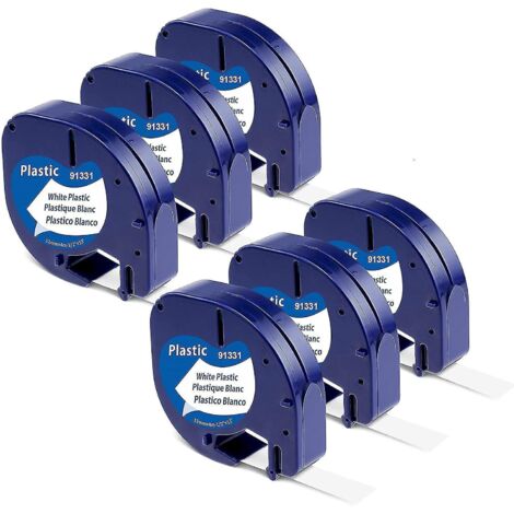 Étiquettes de remplacement compatibles pour recharges Dymo Letratag 91331 (s0721660) : ruban d'étiquettes en plastique LT 12 mm x 4 m (1/2 po x 13 pi) pour Dymo Letratag LT-100T et LT-100H-6. (1/5)