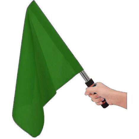 Drapeau d'arbitre en acier inoxydable, drapeau de commandement à main, drapeau de signalisation rouge, poignée en mousse, performance spéciale pour patrouille, vert (1/3)