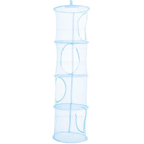 Panier de rangement suspendu pliable en maille à 4 niveaux pour jouets et autres petits objets, bleu (1/5)
