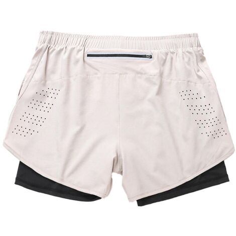 Short de sport double couche pour homme, séchage rapide, effet pantalon de fitness 2 pièces - XL - Blanc crème (1/5)