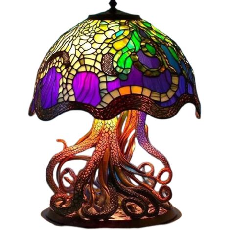 Lampe de table champignon en verre peint, lampe de bureau vintage décorative, lampe de chevet pour chambre, salon, bureau, cadeau (1/5)