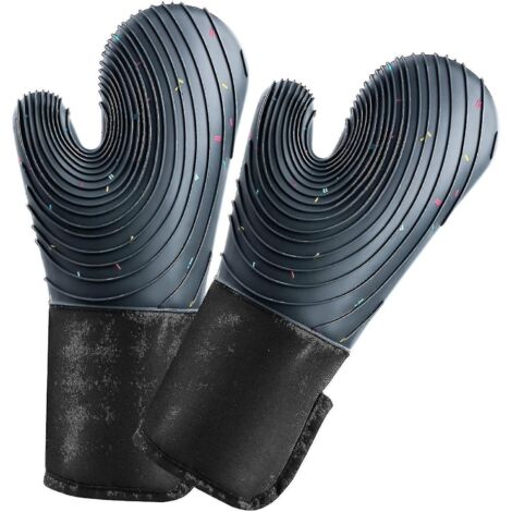 Ensemble de gants de cuisine en silicone résistants à la chaleur jusqu'à 500 degrés Fahrenheit, gants de cuisine antidérapants. (1/4)