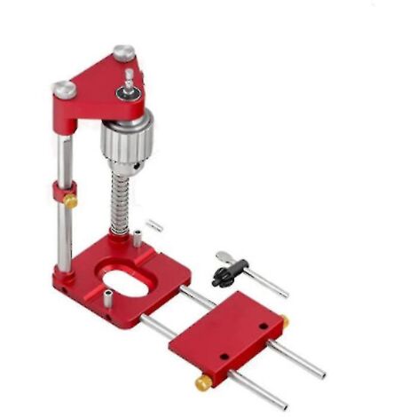 Guide de perçage de précision réglable pour le travail du bois, en alliage d'aluminium rouge. (1/3)