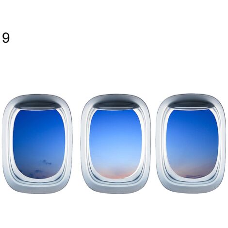 Lot de 3 autocollants muraux 3D autocollants pour fenêtre représentant un paysage d'avion - 9 (1/5)