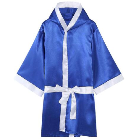 Robe de boxe/kickboxing unisexe avec ceinture et entraînement, taille M, bleue. (1/5)