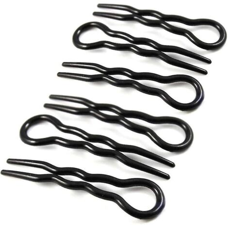 Pinces à cheveux noires en forme de U, en plastique, pour cheveux ondulés, style tresses et torsades. Pinces à cheveux simples et rapides à coiffer. Idéales pour les mariages. (1/5)