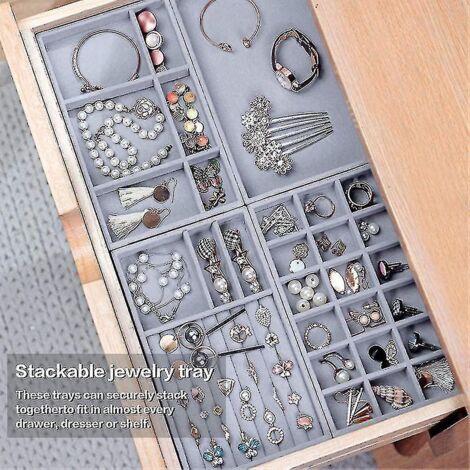 Plateau à bijoux multifonction en velours de haute qualité, rangement quotidien (1/5)