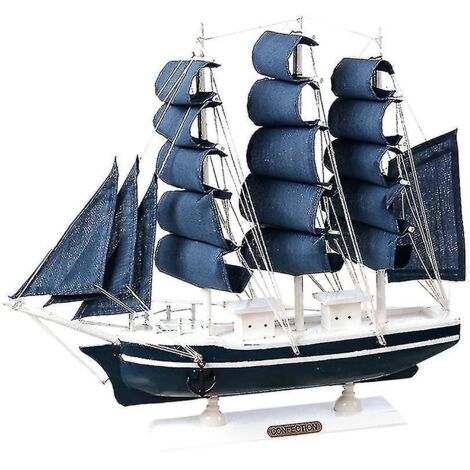 Maquette de voilier en bois, décoration artisanale, jouet marin - 30 cm (1/3)