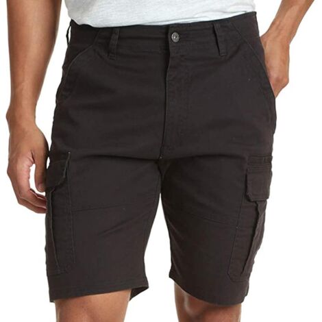 Short cargo homme multipoches, coupe fine, couleur unie, facile à assortir - Taille M - Noir (1/5)