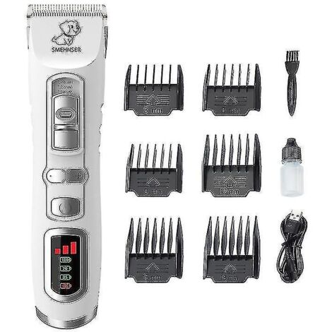 Tondeuse professionnelle pour chiens avec écran LCD, tondeuse pour chiens à poils longs et épais, tondeuse sans fil pour chiens et chats, kit de toilettage, lame en céramique amovible, autonomie de 4 (1/5)