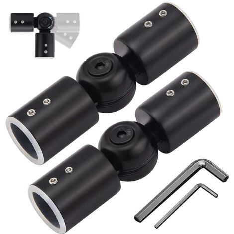 2 connecteurs d'angle pour tringles à rideaux, connecteurs d'angle réglables pour fenêtres en baie de 2,5 cm (1 pouce) (1/5)