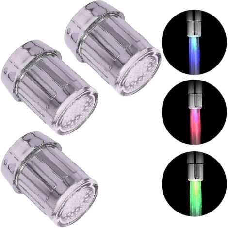 Ensemble de 3 lampes LED à température de couleur dégradée pour robinet, 3 jets d'eau effet caméléon (1/5)