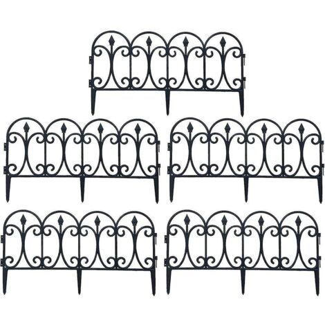 Lot de 5 clôtures décoratives de jardin en fer antirouille, pliables, pour bordure de terrasse ou parterre de fleurs. (1/5)