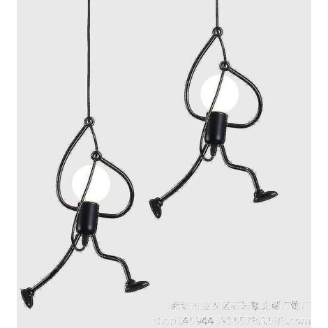 Lustre suspendu pour salon E27 Iron People, lustre pour chambre d'enfant, lustre créatif inspiré des dessins animés pour salon, suspendu (1/5)