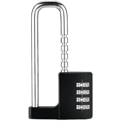 Cadenas à combinaison extérieur, cadenas robuste et étanche avec code, cadenas long multifonctionnel et réglable - Noir (1/5)
