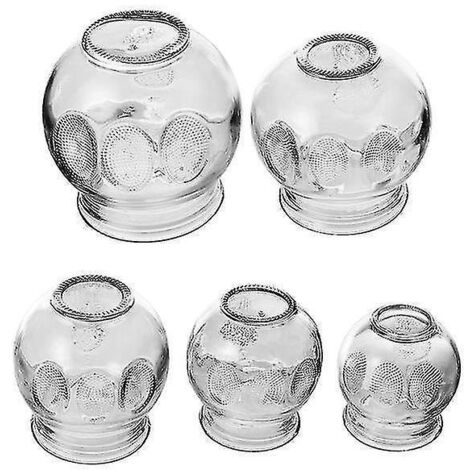 Lot de 5 ventouses en verre pour massage, style chinois, avec ventouses. (1/4)
