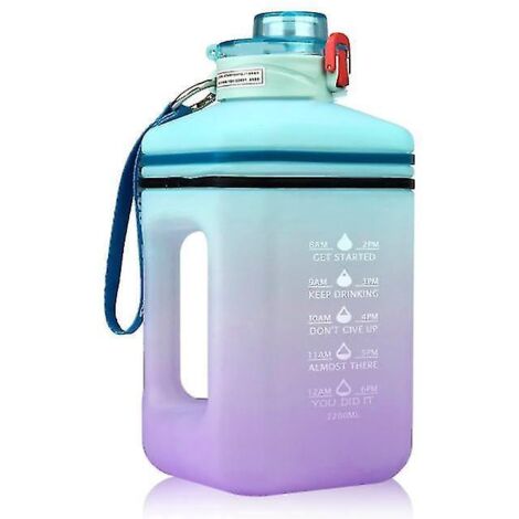 Bouteille d'eau de 2 litres avec paille, bouteille de sport étanche en Tritan, bleue, 1 (1/3)