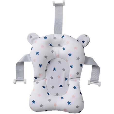 Coussin de bain pour bébé, siège de bain souple avec boucle réglable, flottant, blanc (1/4)