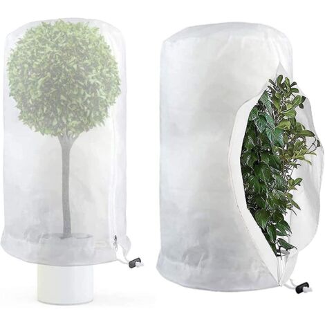 Lot de 2 protections hivernales pour plantes, protection contre le gel, grand sac pour plantes en pot, 60 x 80 cm (1/5)