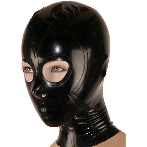 Cagoule unisexe en latex avec ouverture pour la bouche, couvre-chef pour femmes et hommes, masque intégral, cagoule, déguisement, couvre-chef en latex type AL