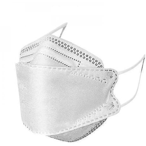 Lot de 100 masques jetables pour adultes, véritables bandanas 4 plis avec barrette nasale ajustable et respirants - Blanc (1/4)