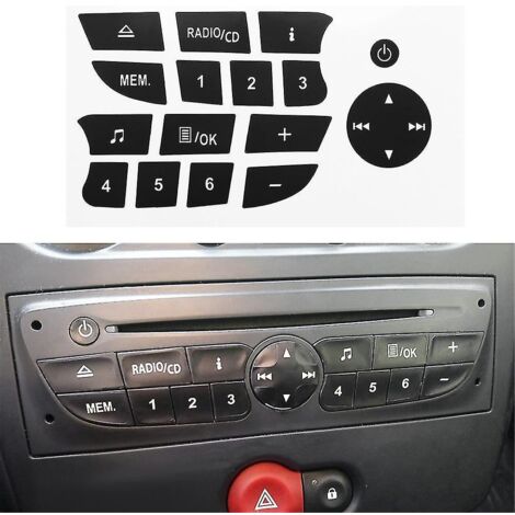 Autocollants de réparation pour boutons de voiture, autoradio CD, compatible avec les modèles Twingo, Renault Clio et Megane (2009-2011) - Johx (1/5)