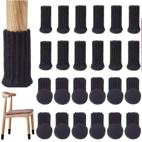 Lot de 24 chaussettes de chaise haute élasticité, antidérapantes, pour meubles - 12 pièces - Noir (1/5)