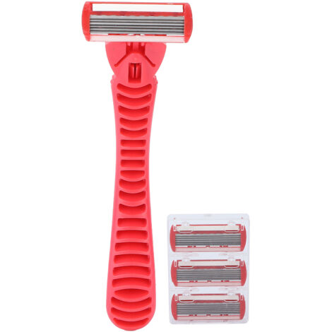 Rasoir Femme 3 Lames - Épilateur pour Jambes, Aisselles et Corps - Rouge (1/5)