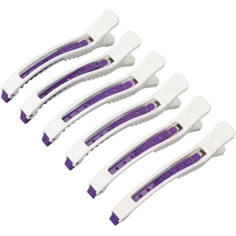 6 Épingles à Cheveux Anti-Dérapantes ABS Professionnelles pour Coupe et Coiffure - Salon & Maquillage (Blanc Violet) (1/5)