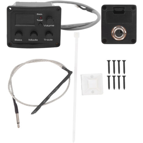 Préamplificateur pour ukulélé avec égaliseur 3 bandes, accordeur couleur LED et affichage numérique (1/5)