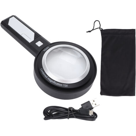 Loupe de lecture éclairée 6X/15X avec 6 LED pour seniors et basse vision (1/5)