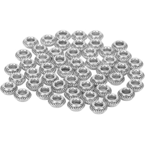 50 perles en alliage de zinc pour dreadlocks, barbe, décorations capillaires et bijoux DIY argentés (1/5)
