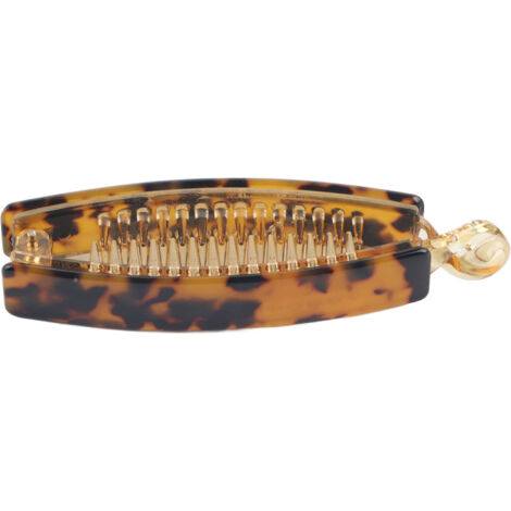Barrette Banane Anti-Dérapant pour Cheveux Longs - Accessoire Coiffure Femme et Fille - Marron Écaille de Tortue (1/5)