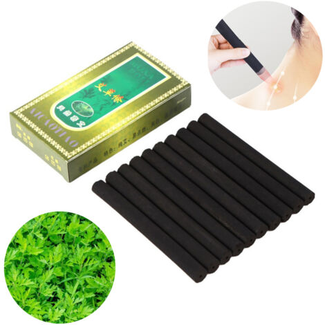 10 Rouleaux de Moxa sans Fumée pour Moxibustion - Bâtons d'Armoise pour Soulager la Douleur - 10 Pièces