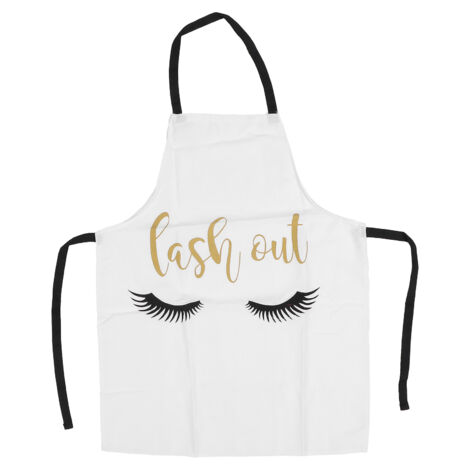 Tablier pour Artiste Cils Doux Respirant Lavable Motif Cils pour Cuisine Salon de Beauté Blanc (1/5)